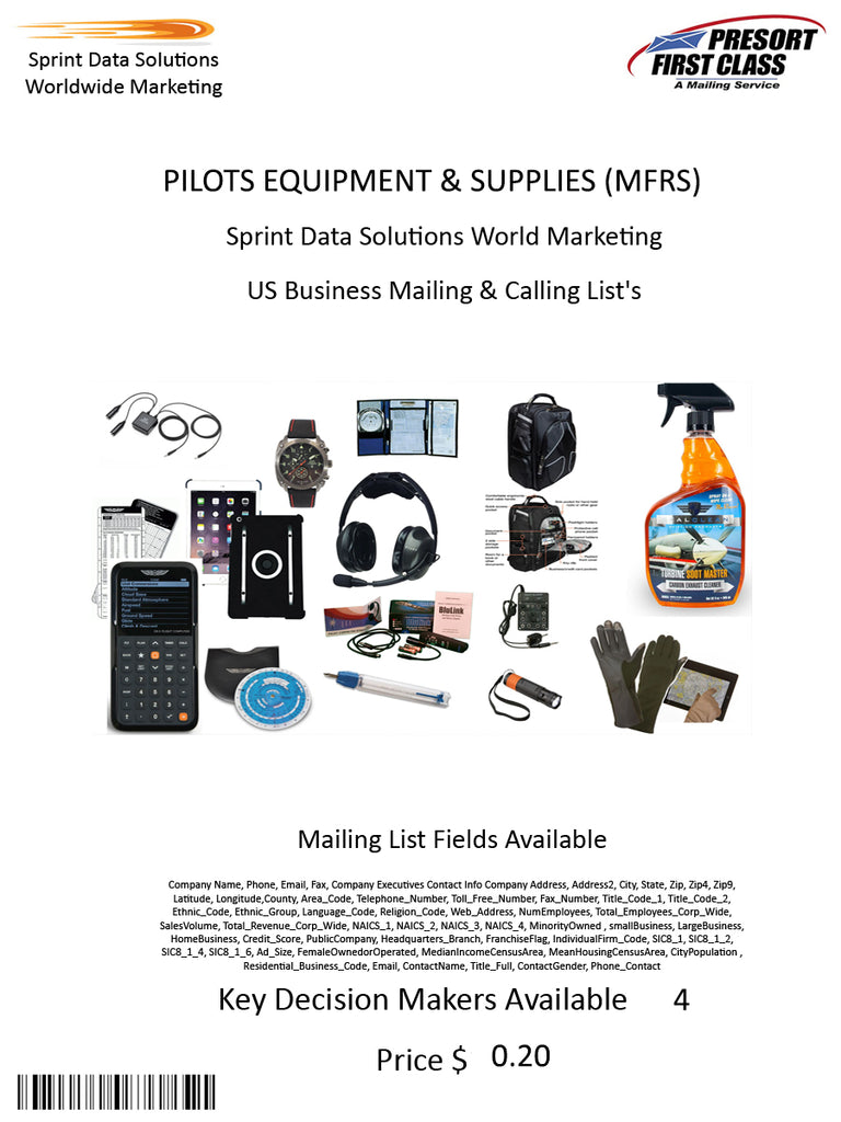 PILOTS EQUIPMENT & SUPPLIES (MFRS)