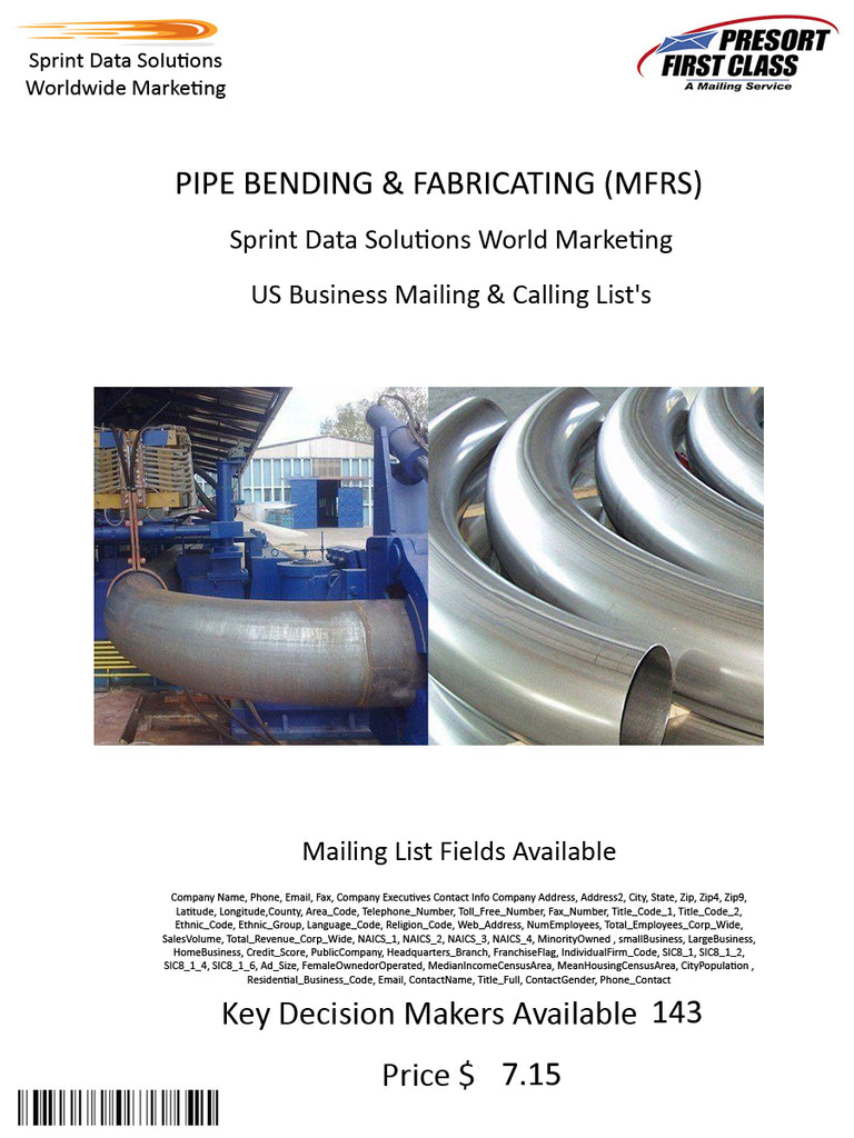 PIPE BENDING & FABRICATING (MFRS)