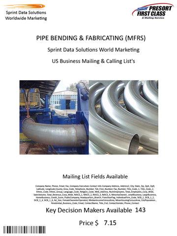 PIPE BENDING & FABRICATING (MFRS)