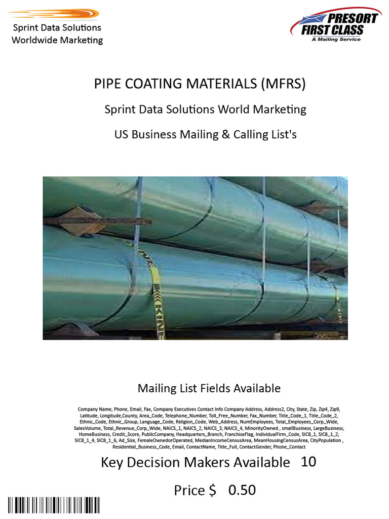 PIPE COATING MATERIALS (MFRS)