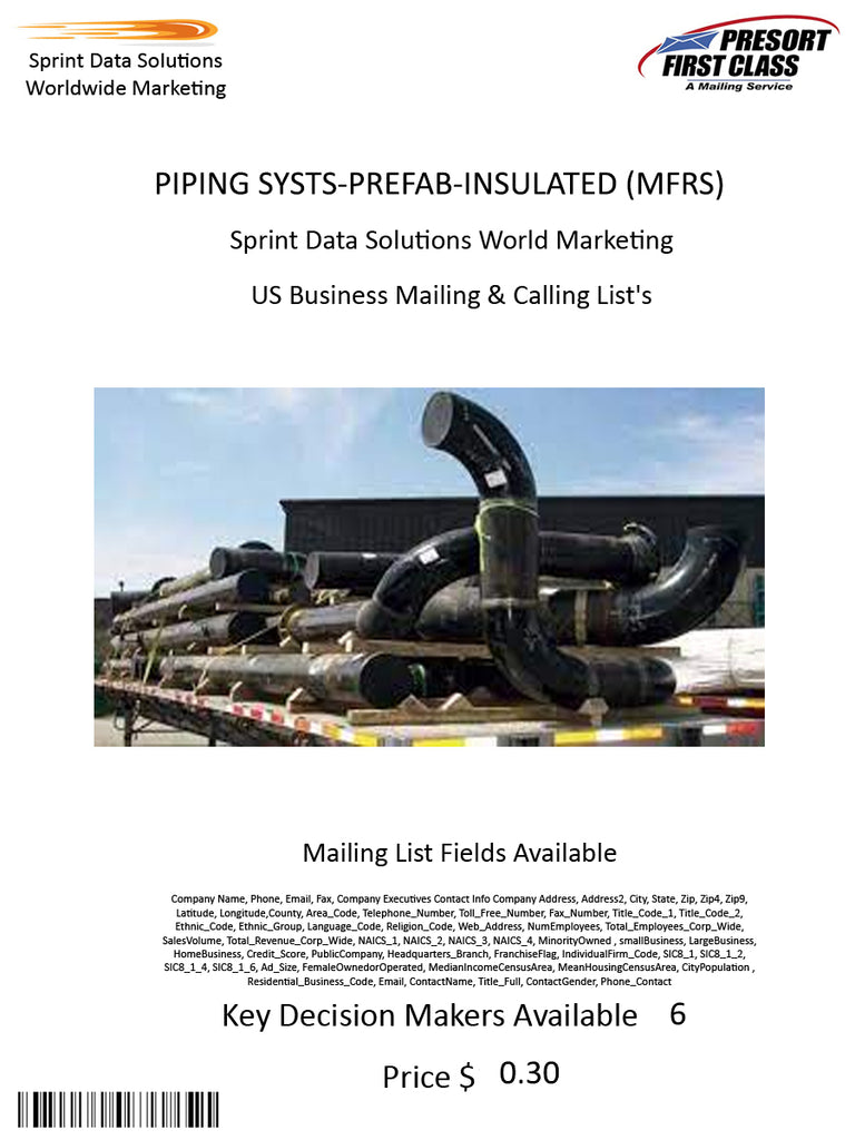 PIPING SYSTS-PREFAB-INSULATED (MFRS)