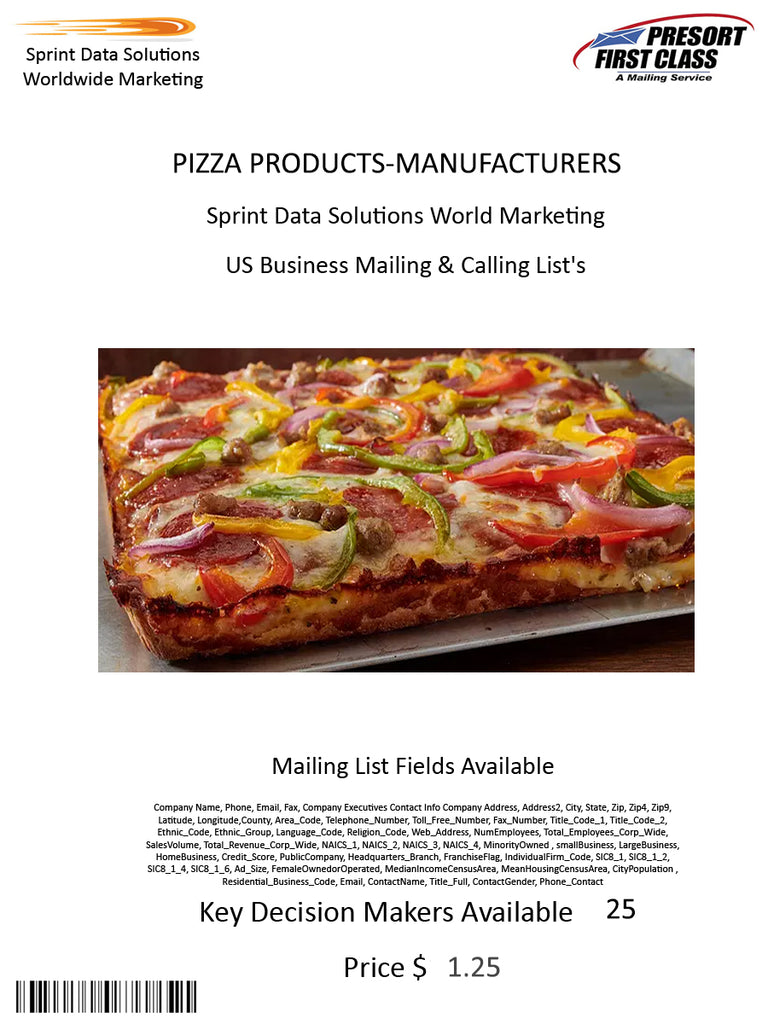 PIZZA PRODUCTS-MANUFACTURERS