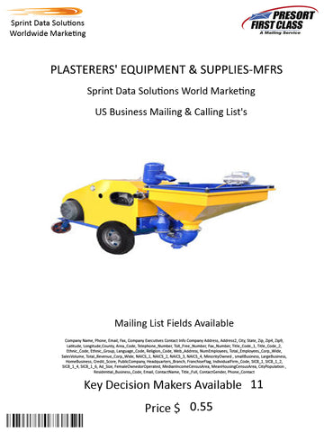 PLASTERERS' EQUIPMENT & SUPPLIES-MFRS