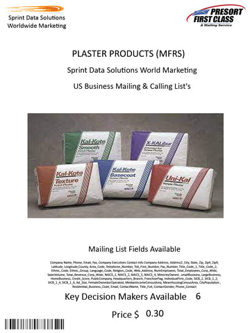 PLASTER PRODUCTS (MFRS)