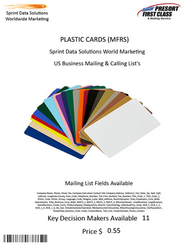 PLASTIC CARDS (MFRS)