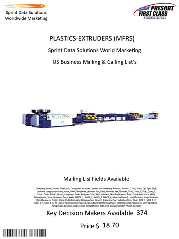 PLASTICS-EXTRUDERS (MFRS)