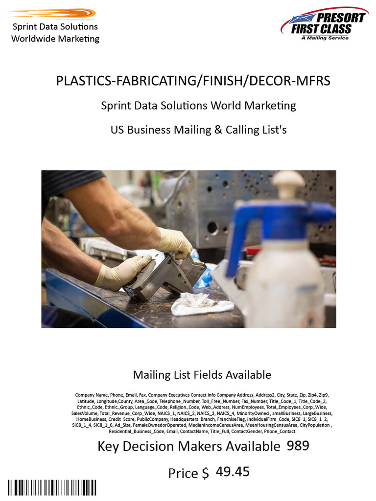 PLASTICS-FABRICATING/FINISH/DECOR-MFRS