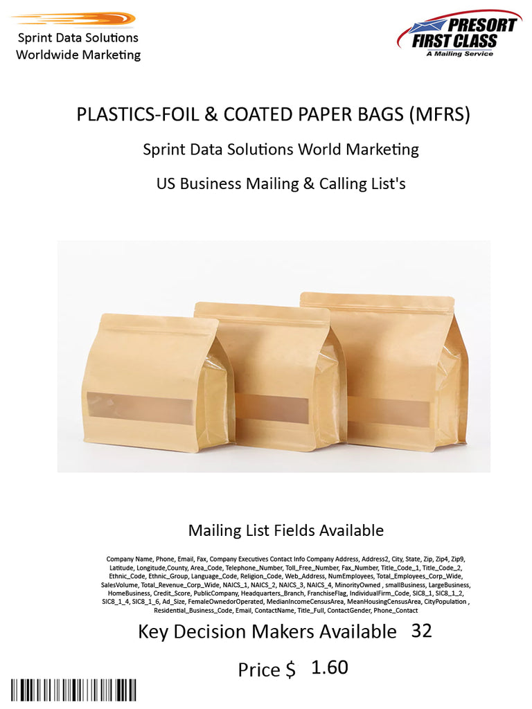 PLASTICS-FOIL & COATED PAPER BAGS (MFRS)