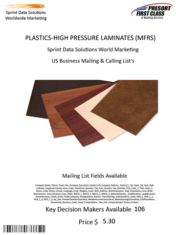 PLASTICS-HIGH PRESSURE LAMINATES (MFRS)