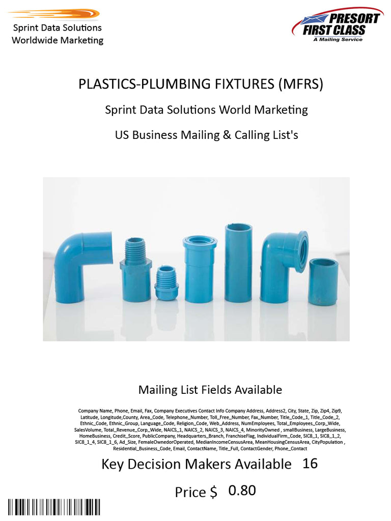 PLASTICS-PLUMBING FIXTURES (MFRS)