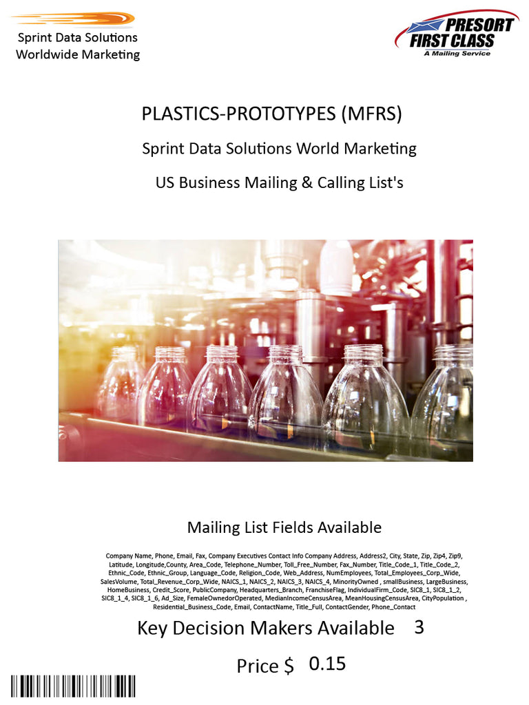 PLASTICS-PROTOTYPES (MFRS)