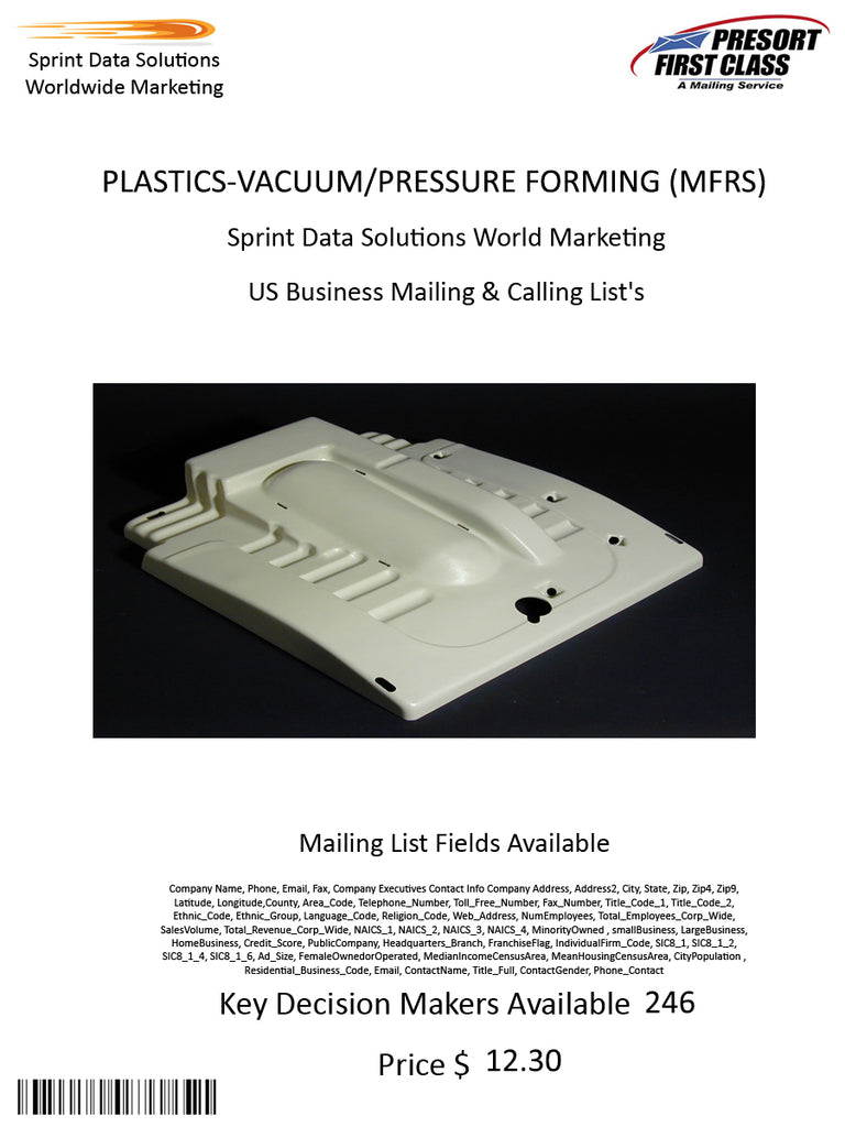 PLASTICS-VACUUM/PRESSURE FORMING (MFRS)