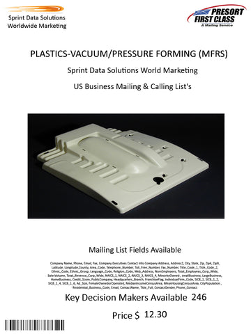 PLASTICS-VACUUM/PRESSURE FORMING (MFRS)