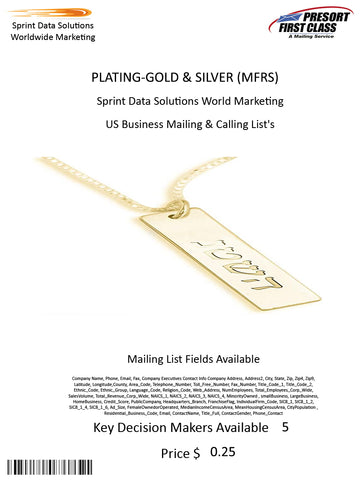 PLATING-GOLD & SILVER (MFRS)