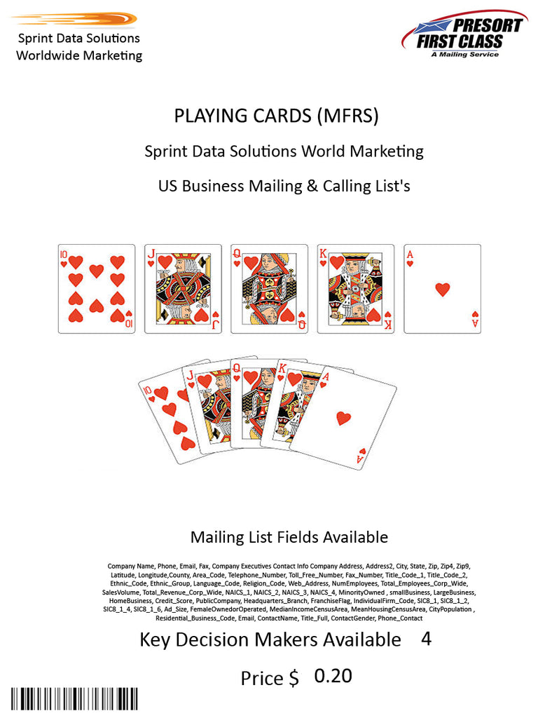 PLAYING CARDS (MFRS)