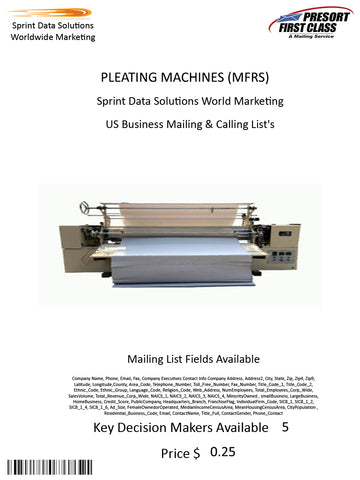 PLEATING MACHINES (MFRS)