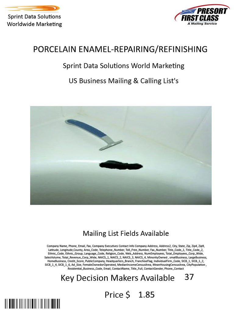 PORCELAIN ENAMEL-REPAIRING/REFINISHING