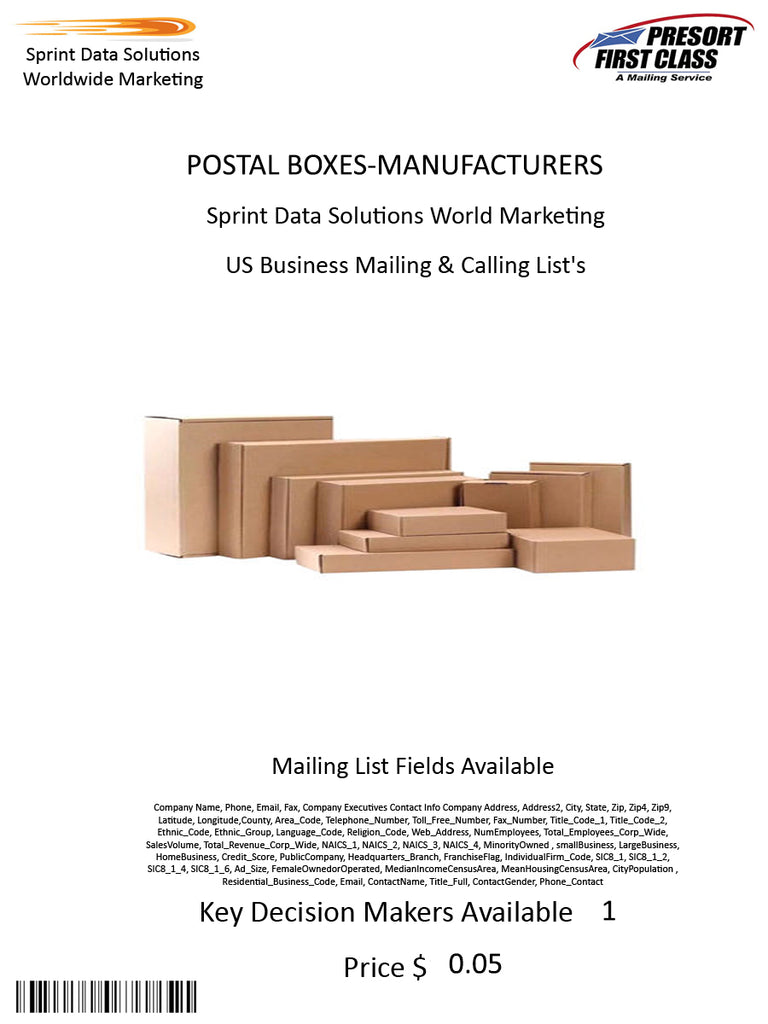 POSTAL BOXES-MANUFACTURERS