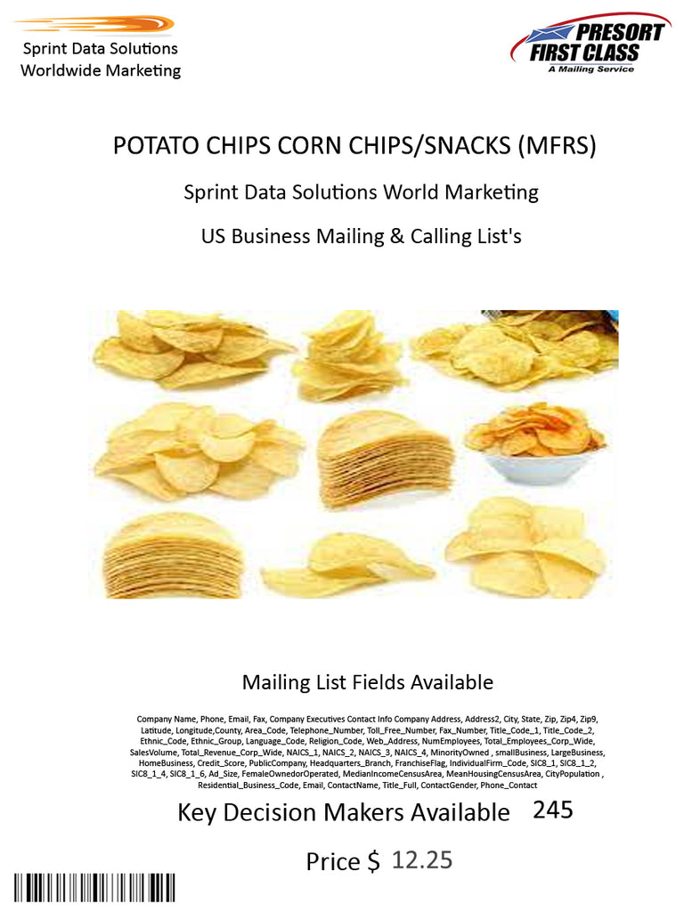 POTATO CHIPS CORN CHIPS/SNACKS (MFRS)