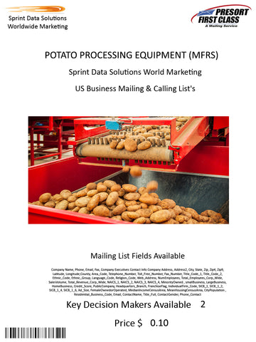 POTATO PROCESSING EQUIPMENT (MFRS)