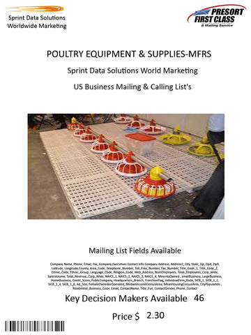 POULTRY EQUIPMENT & SUPPLIES-MFRS