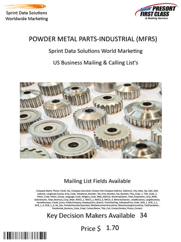 POWDER METAL PARTS-INDUSTRIAL (MFRS)