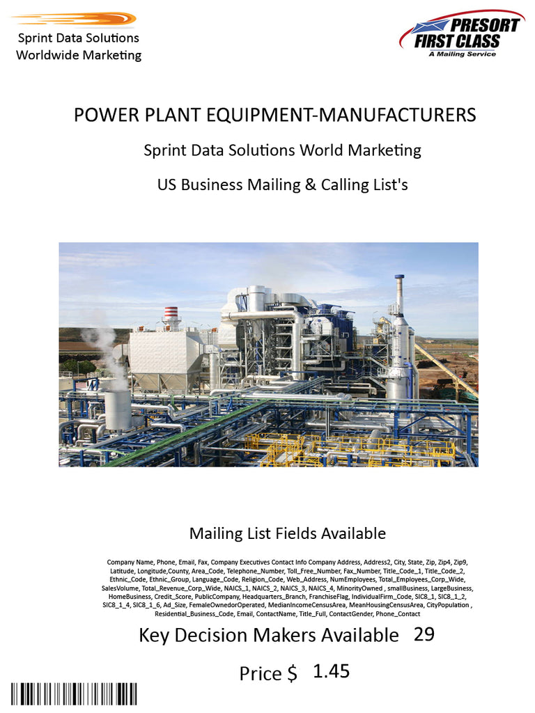 POWER PLANT EQUIPMENT-MANUFACTURERS