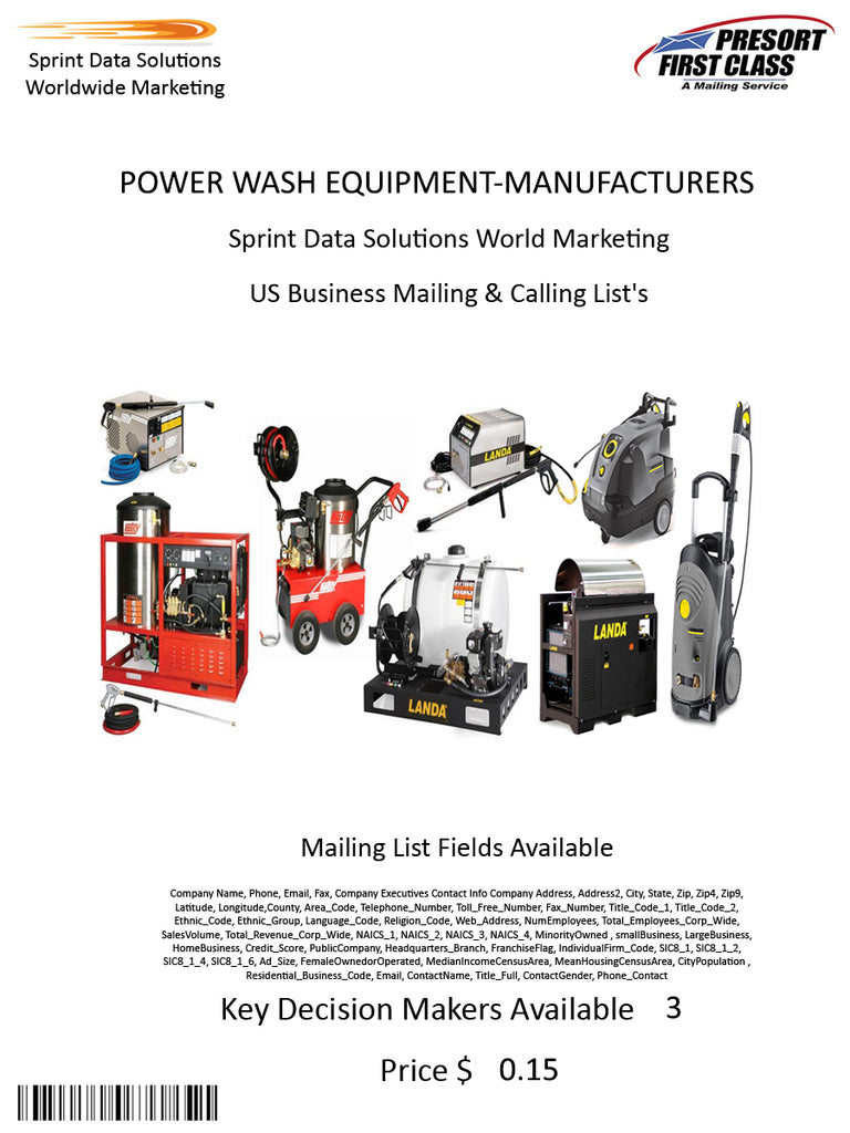 POWER WASH EQUIPMENT-MANUFACTURERS