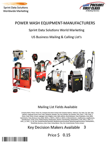 POWER WASH EQUIPMENT-MANUFACTURERS