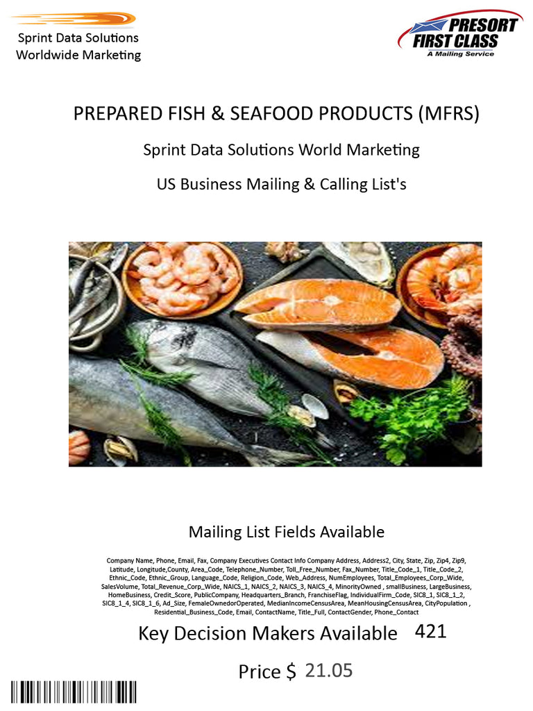 PREPARED FISH & SEAFOOD PRODUCTS (MFRS)