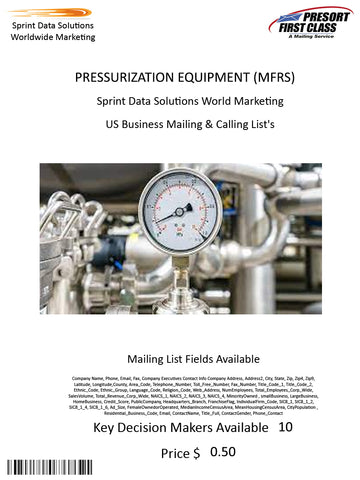 PRESSURIZATION EQUIPMENT (MFRS)