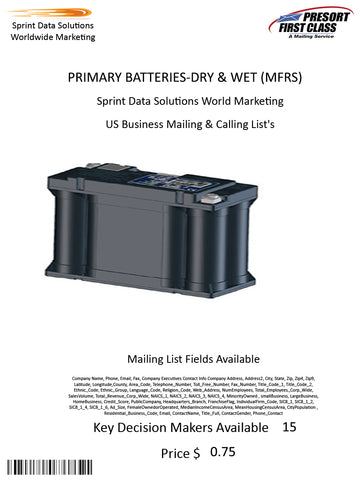 PRIMARY BATTERIES-DRY & WET (MFRS)