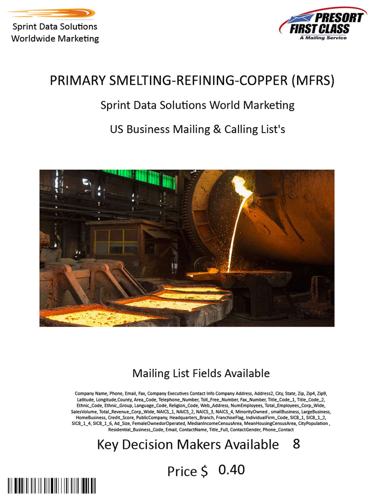 PRIMARY SMELTING-REFINING-COPPER (MFRS)