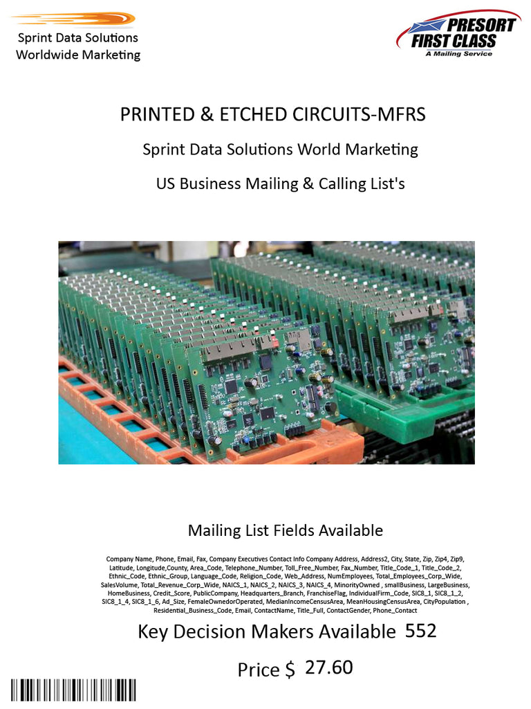 PRINTED & ETCHED CIRCUITS-MFRS