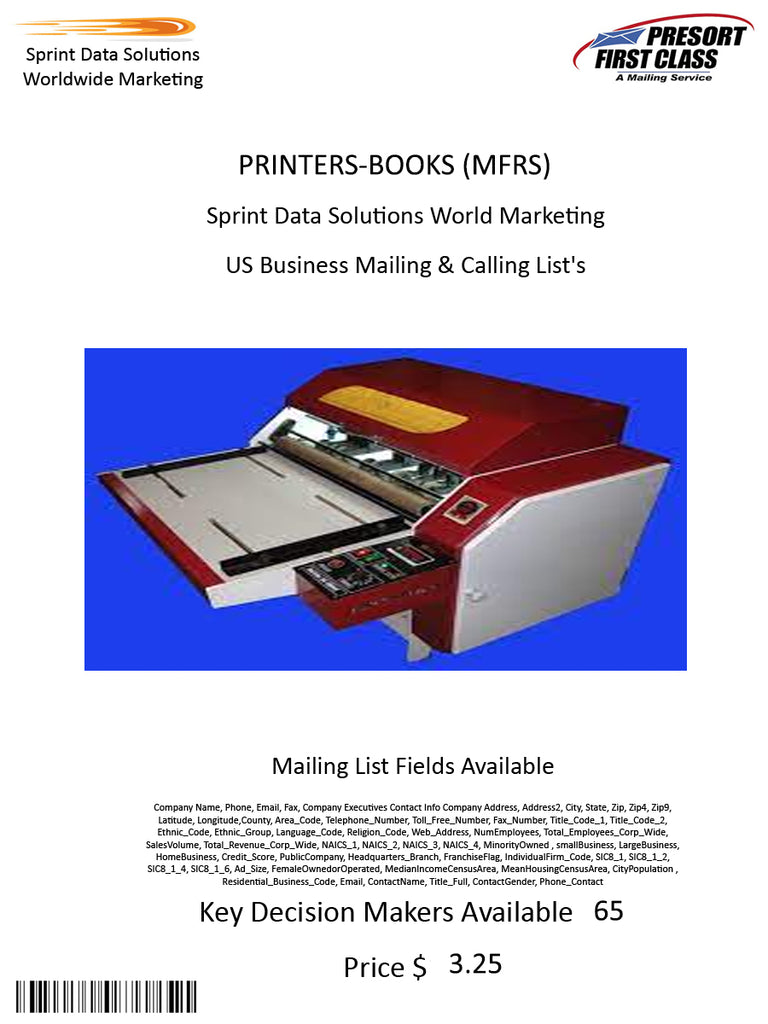 PRINTERS-BOOKS (MFRS)