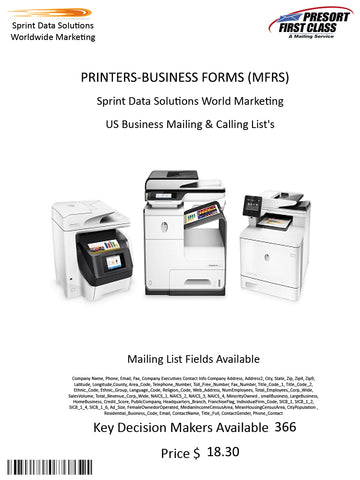 PRINTERS-BUSINESS FORMS (MFRS)