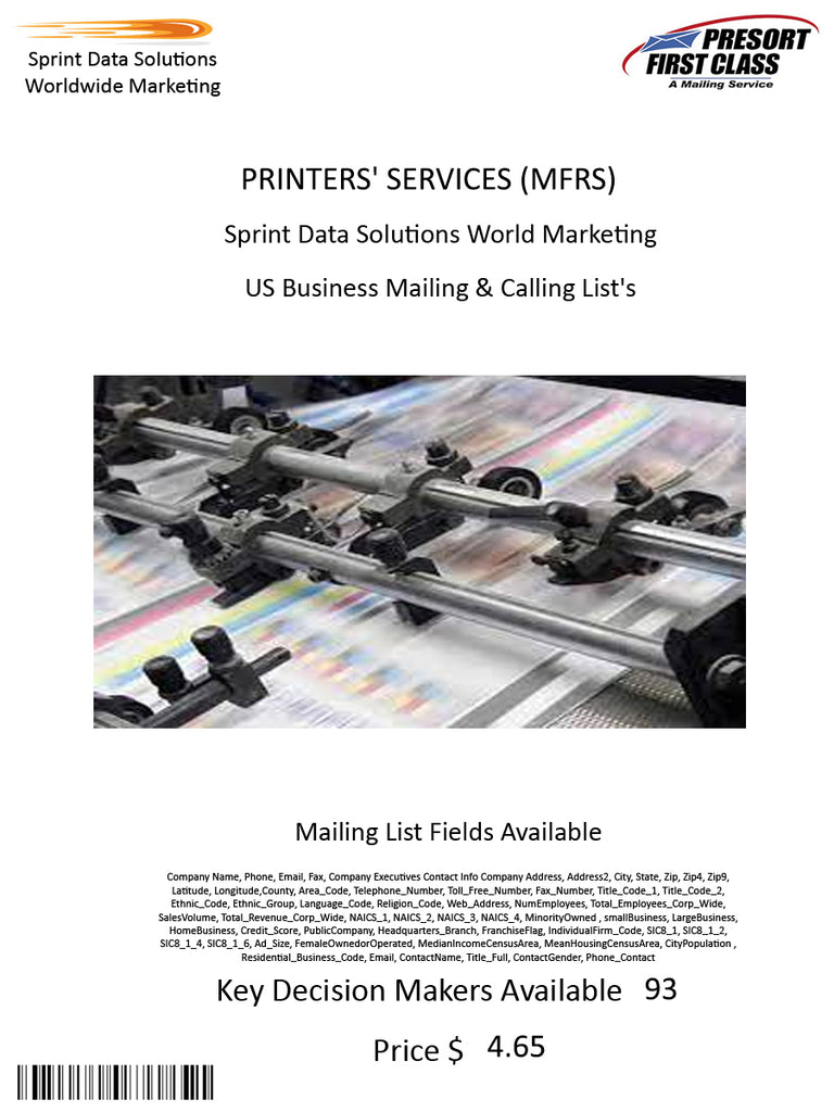 PRINTERS' SERVICES (MFRS)