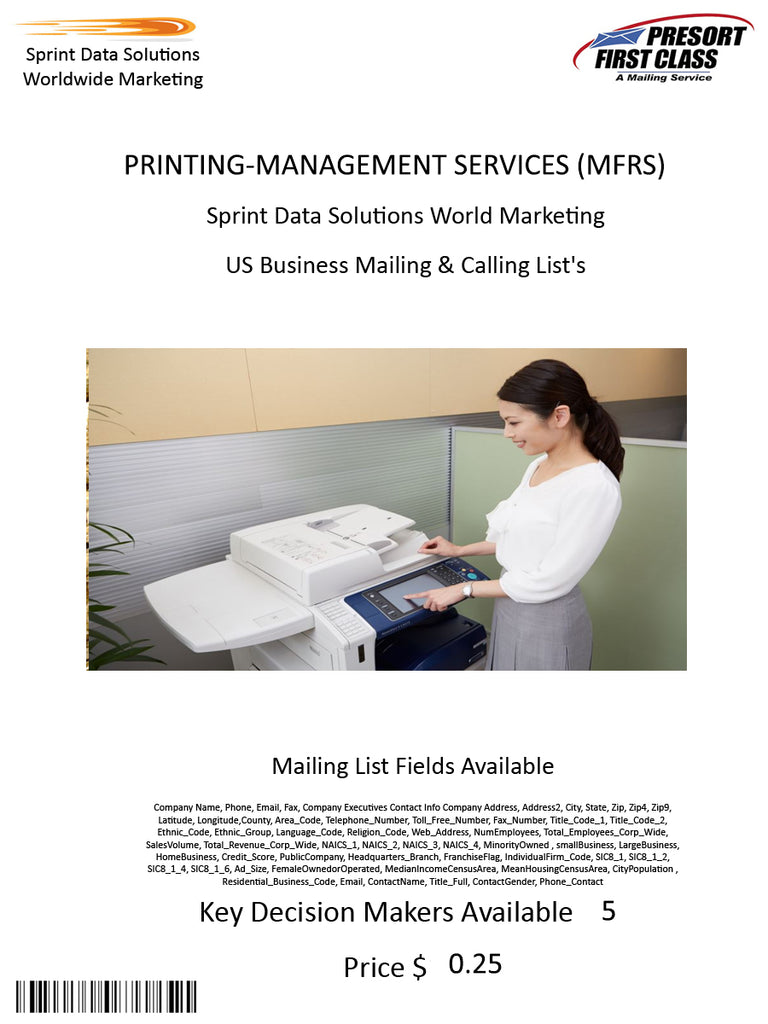 PRINTING-MANAGEMENT SERVICES (MFRS)