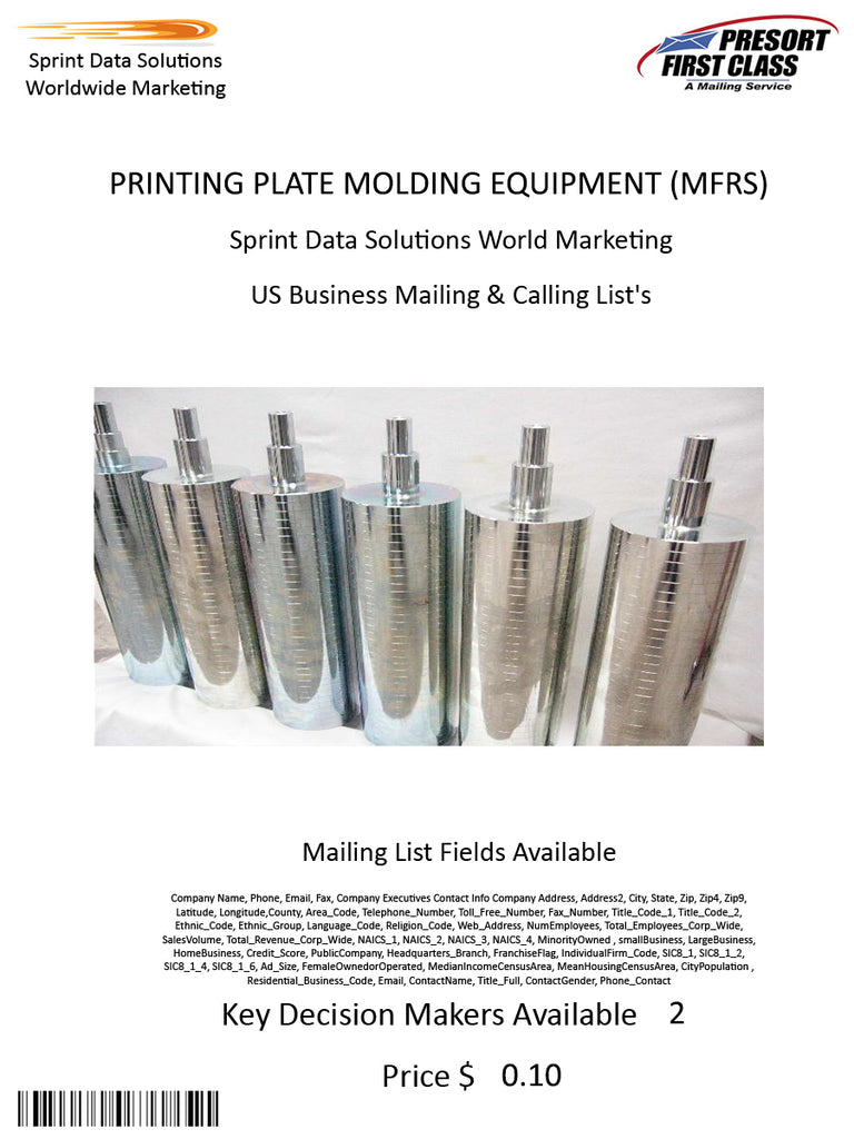 PRINTING PLATE MOLDING EQUIPMENT (MFRS)