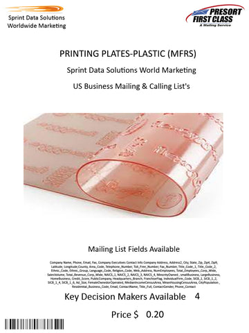 PRINTING PLATES-PLASTIC (MFRS)