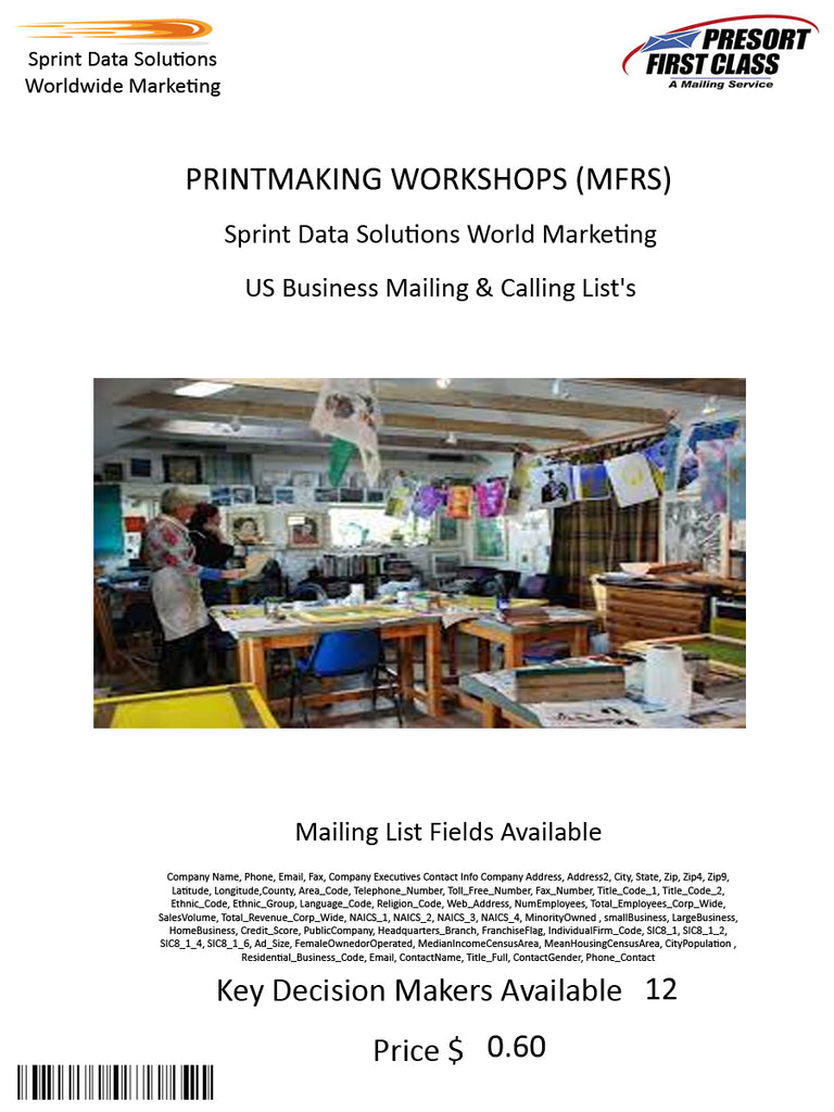 PRINTMAKING WORKSHOPS (MFRS)