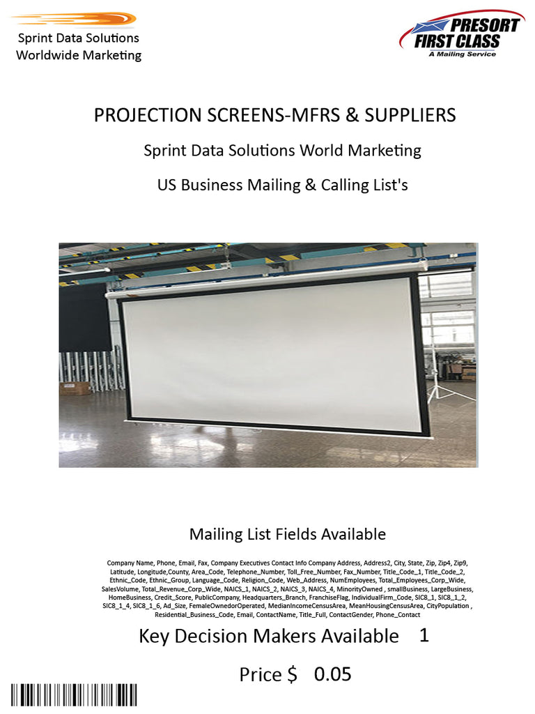 PROJECTION SCREENS-MFRS & SUPPLIERS