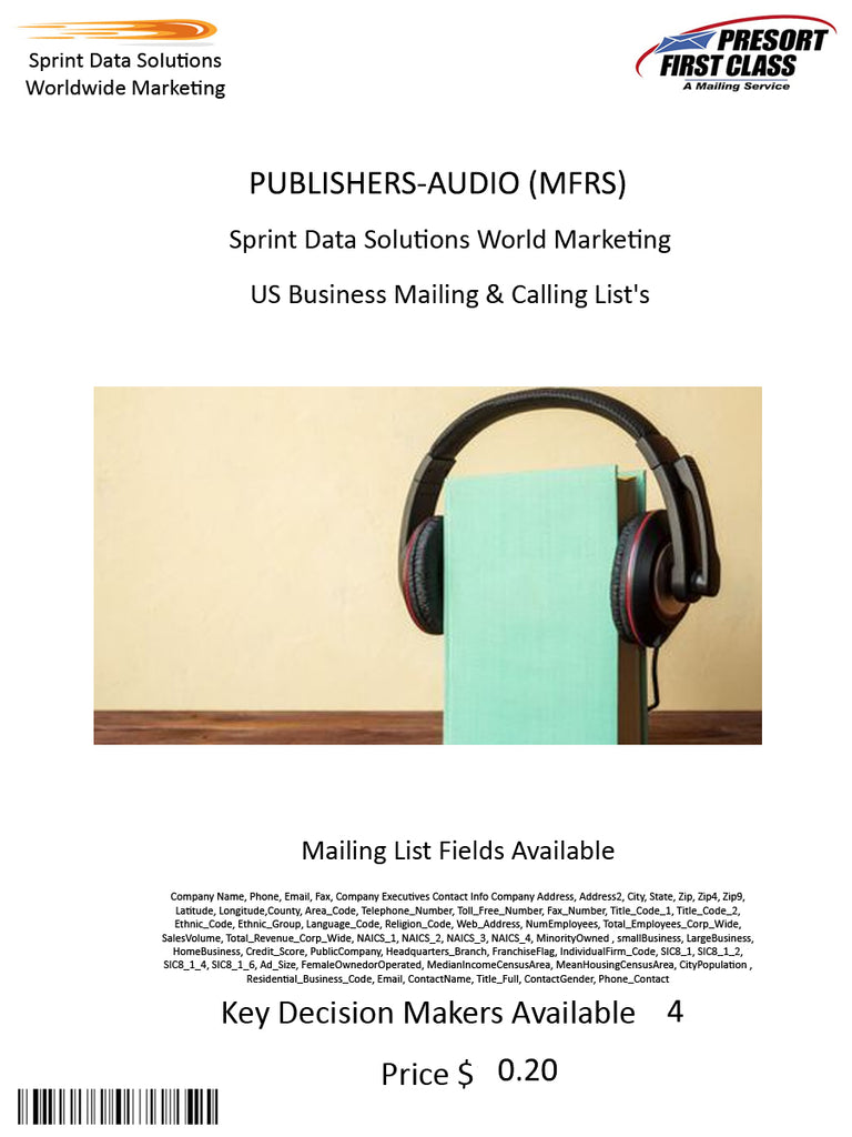 PUBLISHERS-AUDIO (MFRS)