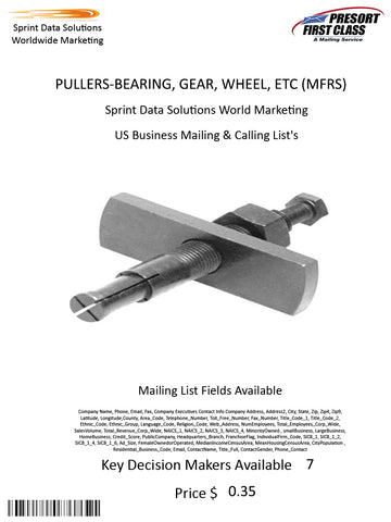 PULLERS-BEARING, GEAR, WHEEL, ETC (MFRS)