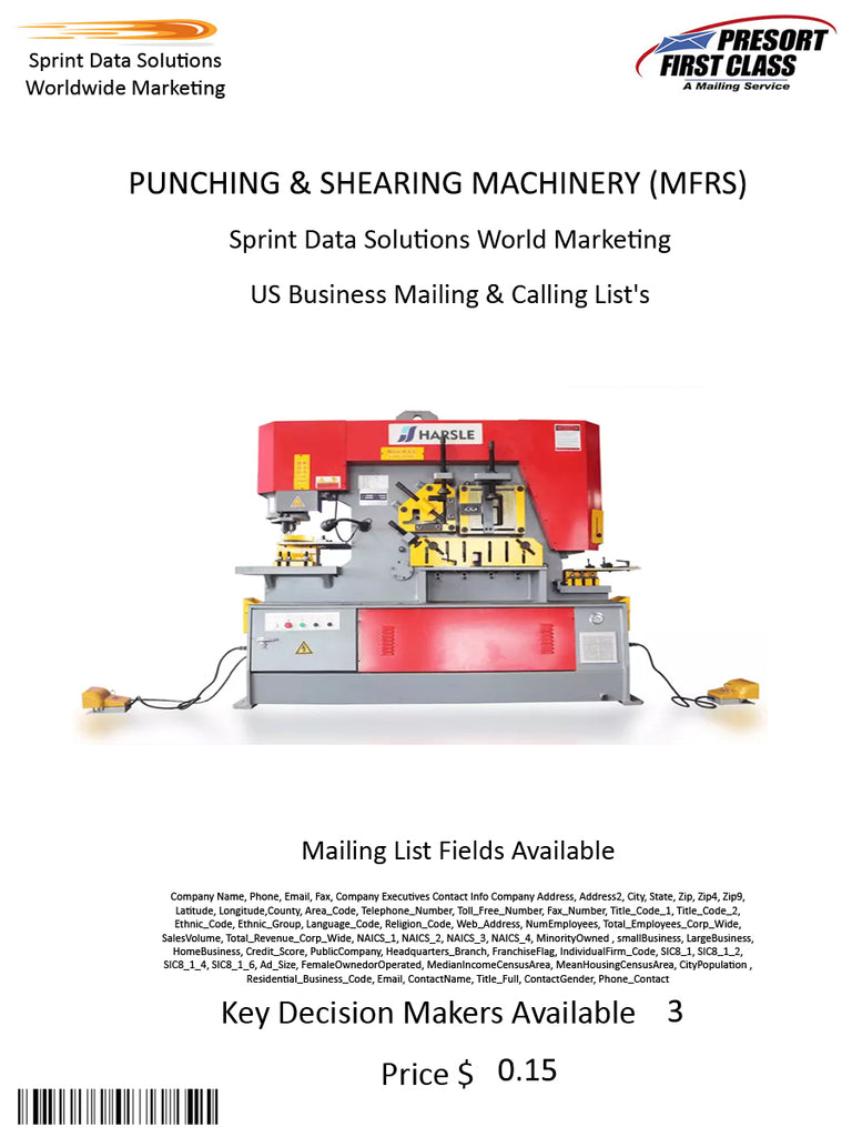 PUNCHING & SHEARING MACHINERY (MFRS)