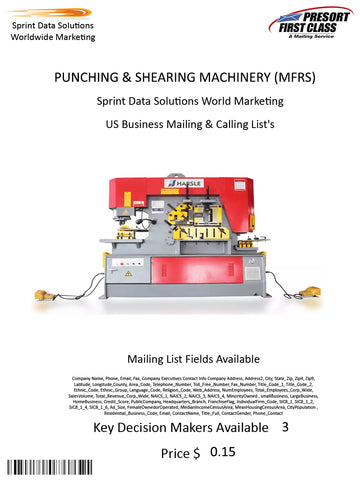 PUNCHING & SHEARING MACHINERY (MFRS)