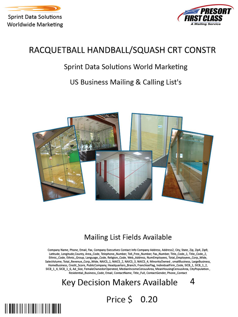 RACQUETBALL HANDBALL/SQUASH CRT CONSTR