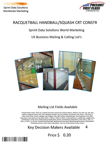 RACQUETBALL HANDBALL/SQUASH CRT CONSTR