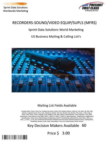 RECORDERS-SOUND/VIDEO EQUIP/SUPLS (MFRS)