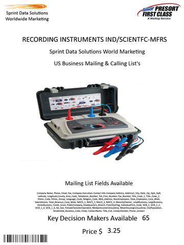 RECORDING INSTRUMENTS IND/SCIENTFC-MFRS